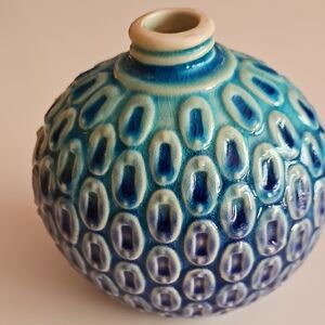 Vintage Cost Plus World Market Blue Peacock ceramic soap  lotion  Dispenser